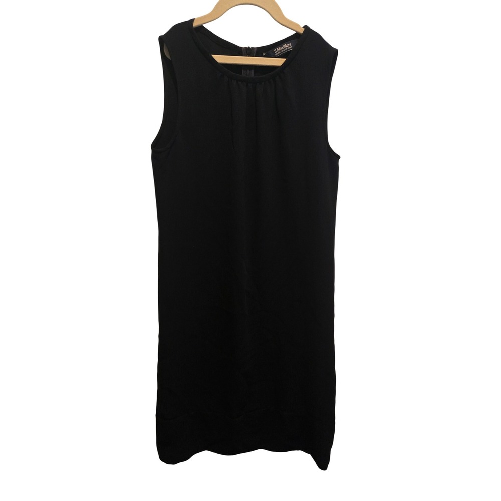 'S MaxMara Black Sleeveless Shift Dress‎ Minimalist Classic Career Capsule